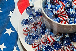 Plate and Bowl of Patriotic Hershey Chocolate Kisses